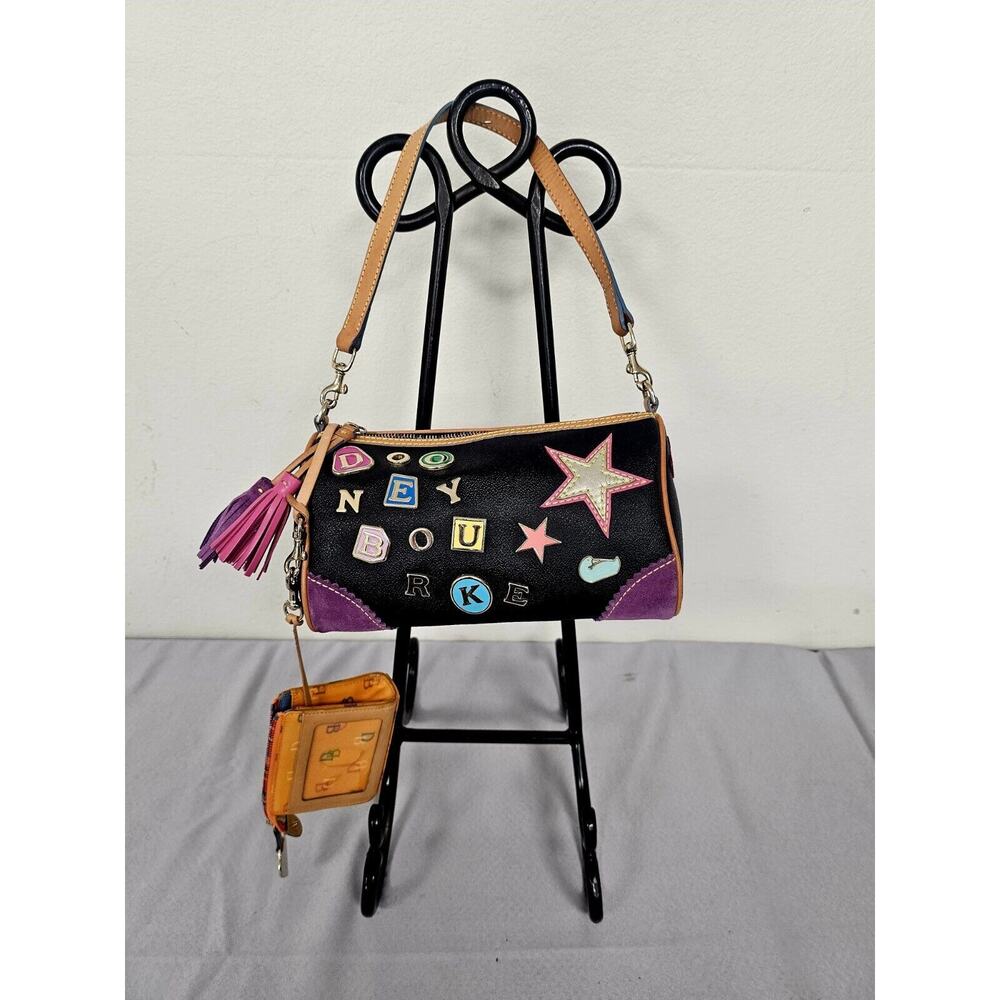 Dooney & Bourke Black Vintage y2k 90s #2 Leather Shoulder Party Purse and Wallet